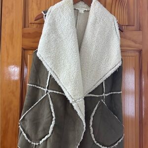 Caslon Olive and Cream Teddy Jacket